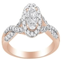Bijeli prirodni dijamantni prsten za uvijanje u Twist u 14k ružičastog zlata s prstenom veličine-5