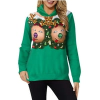 Njoeus ženske dukseve pada moda za žene ženski casual smiješni božićni print dugih rukava pulover s