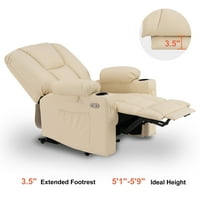 MOMCOBO Električna prelistana stolica sa masažom i toplom, proširenim stopama, USB priključci, bočni