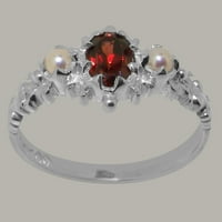 Britanci napravio je 14k bijeli zlatni prsten sa prirodnim graničnim i kultiviranim bisernim ženskim