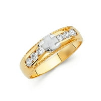 Jewels 14k bijeli i žuti zlatni prsten dva tonska okrugla kubična cirkonija cz Muška godišnjica svadbene