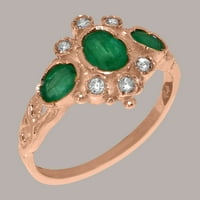 Britanci napravio 14k ružičasto zlato Real Prirodni smaragdni i kubični cirkonijski prsten za izjavu