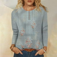 Umitay ženski modni casual dugih rukava Print okrugli vrat TOP bluza