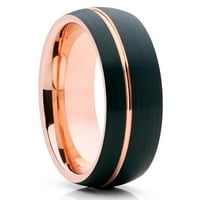 Ružičasti zlatni vjenčani prsten, crni vjenčani prsten, volfram karbidni prsten, zaručnički prsten,