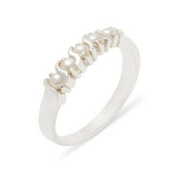 British napravio 10k bijeli zlatni kultivirani biserni ženski vječni prsten - Opcije veličine - veličine