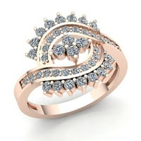 Originalna 0,75ct okrugli rez Diamond Dame Dame Bridal Cvjetnicu Angažovačka prstena Čvrsta 14k ruža,