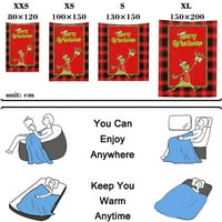 Božićna grinch bacaj pokrivač za kauč - ćebad mekane tople plaćene pokrivače za zimske, crvene i crne