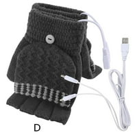 Juebong laptop žene muškarci USB grijani mitten puni i pola prsta zimske ručne rukavice za toplu pletene
