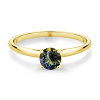 Gem Stone King 0. CT ovalni plavi Mystic Topaz 10k žuti zlatni prsten