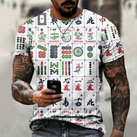 Streetweng Mahjong 3D print majica za muškarce Crew Crt Crt Ljeto Ležerne prilike muške majice Muška