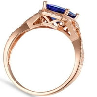 Prekrasan karat Blue Sapphire i dijamantski moissan zaručni prsten u 10k ružičastog zlata, obećajući