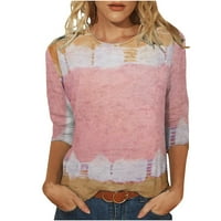 Hvyesh Ženske vrhove Dužine rukavi Ljetni trendy Crewneck T majice Grafički radovi Mekani bluze Tri