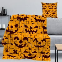 Halloween Dekorativna pokrivačica s jastukom, vještica pokrivač za spavaću sobu, sablasan mrtav, 447,59x79