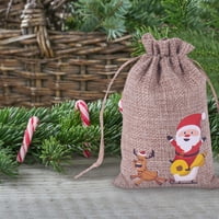 Božićne posude za božić Xmas JUTE LINEN CRETNERING Poklon liječite bombonsku torbu za Xmas Favors