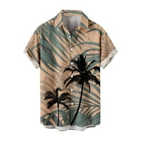 Muška majica Havajski kratki rukav TOP Coconut Tree Ispiši gumb TEE Labave Ležerne prilike na plaži
