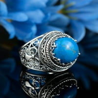 Sterling srebrni filigranski umjetnički tirkizni drago kamenje ženski odvažni prsten