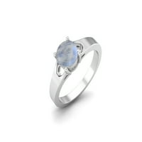 Sterling srebrni okrugli oblik Rainbow Solitaire prsten za žene