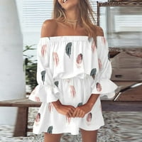 Ljetne haljine za ženske plaže od ramena Tunika Ležerne prilike sa labavim fit zvonilom mini cvjetnom