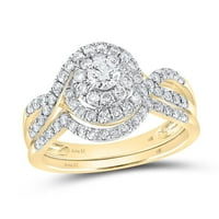 14k žuto zlato okruglo Diamond Swirl Bridal Set za vjenčanje CTTW