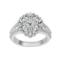 Oblik srca Bijeli CZ Sterling srebrni ženski prsten za vjenčani klaster