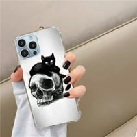 Skull crna Cat Case Kompatibilna s iPhone Pro, jedinstvenim umjetničkim dizajnom TPU pogon u pogonu