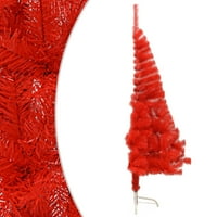 Walmeck Umjetna polovica božićnog drvca sa postoljem Crveni FT PVC