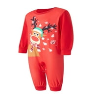 Sunost božićne pidžame za obiteljski božićni PJS podudaranje setova crveni elk print top and hlače xmas