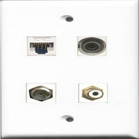 Riteav - Port RCA White i Port COA kablovska TV - F-tipa i luka i priključak CAT5E Ethernet bijeli zidni