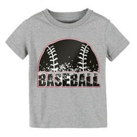 T-majica za djevojčice Toddlera vrhovi kratkih rukava bejzbol crtani ispis ljetne solidne boje