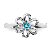 Sterling srebrne izraze za slaganje polirani plavi Topaz Veličina prstena za cvijeće: 9; za odrasle