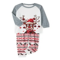 Božićna porodica podudaranje pidžama set elk print majica + hlače