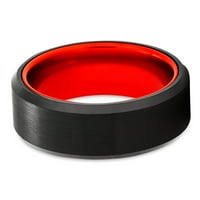Vjenčani prsten crvenog volframa, crni vjenčani prsten, zaručnički prsten, obljetni prsten, volfram