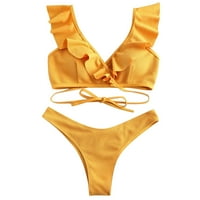 Plus size za kupaće kostimu za žene koje pokrivaju žene bikini set ruffled podstavljeni kupaći kostimi