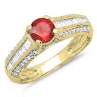 DazzlingRock kolekcija 14k Ruby & White Diamond ženski prsten za brisanje vintage stila, žuto zlato,