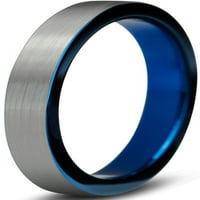 Šarmantni nakit Tungsten Vjenčani prsten za muškarce Žene Udobnost Fit Plava cijev rezano četkica za