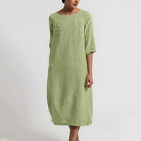 Haljine za žene Modni okrugli vrat Labavi kratki rukav Srednja srednja haljina duga haljina zelena xxl