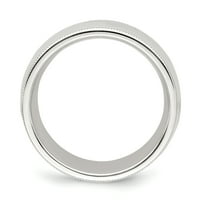 Karat u karatsu sterling srebrni široki bend Comfort-Fit pola okruglog milgrainske prstene veličine