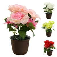Visland Artificial Rose Cvijeće Umjetne biljke Bonsai umjetni cvjetovi u keramičkoj vazi Mini utkriveni