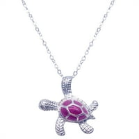 Morska kornjača Ocean Blue Fire Opal Inlay Nakit ogrlica vruća ružičasta