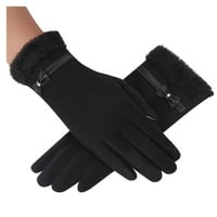 Žene dame topli bowknot Termički runo zgušnjava zimske rukavice crne boje