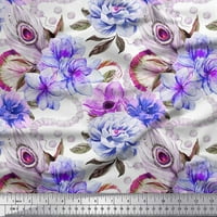 Soimoi ružičasta pamučna kambrična tkaninska peacock pero i cvjetna dekorska tkanina od ispisana BTY
