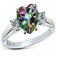 Star K srčani oblik Rainbow Mystic Kvarcni prsten u srebrnom veličini Sterlinga 7. Odrasli za odrasle