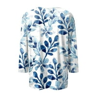 Ljetne bluze za žene Žensko ljeto Tri četvrtine rukava Crewneck Ležerne prilike ispisanih bluze