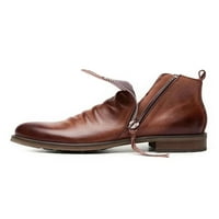 Eloshman muške kožne čizme za gležnjeve Zip-up Business Haljine cipele smeđe 5,5