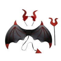 Masquerade Halloween Kostim set s vražjim krilima, vražnom pictfork, kravata, traka za glavu za vrag