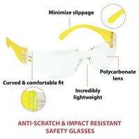 Sigurni rukolaživač Clear Lens Yellow Temple Sigurnosne naočale za muškarce Žene