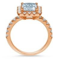 3. CT Sjajni smaragdni rez Clear Simulirani dijamant 18k Rose Gold Halo Solitaire sa Accenting prstenom