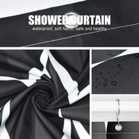 Crna stala za zavjese za tuširanje tkanine, vodootporni dizajn i poliester, brzi sušenje, ponderirani