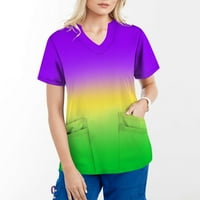 Majice za žene Trendy Tie-Dye Gradient Ombre Radna uniforma Piling Ženske bluze i vrhovi Dressy Ležerne
