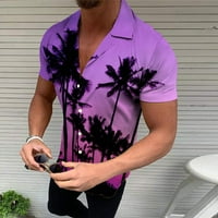 Dugme Swirts za muškarce Labavi kratki rukav Tropska plamska plamska štampana modna košuljica Ležerne